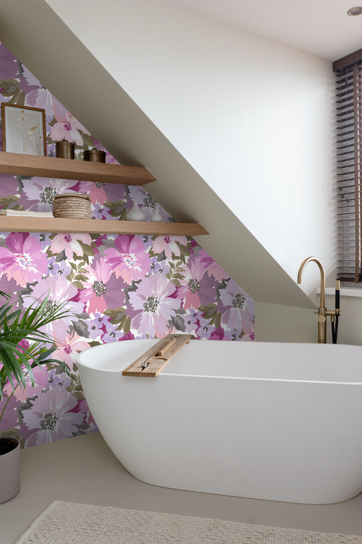 TAPETE Blumen 50 x 900 cm - Lila, Papier (50/900cm) - ESTAhome