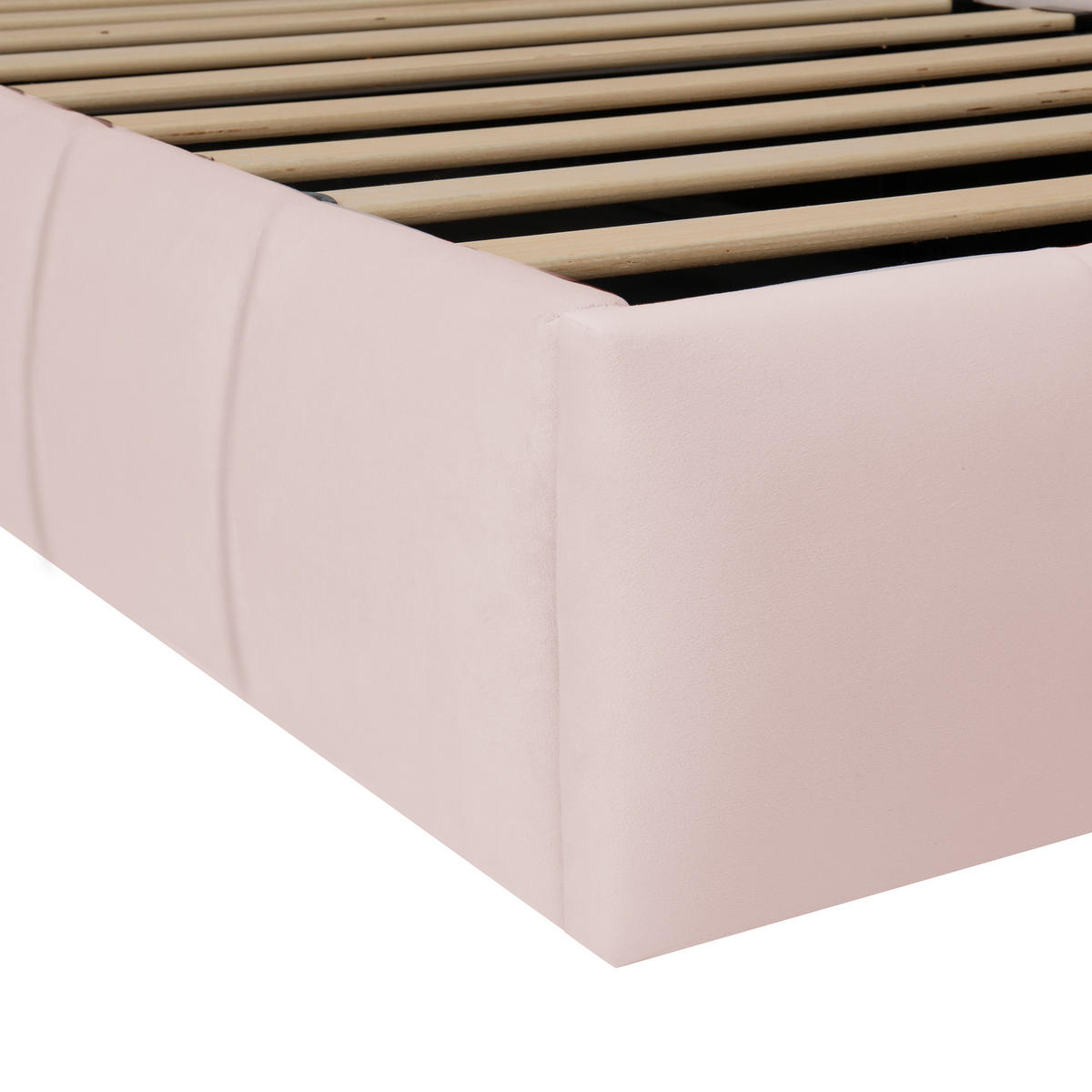 POLSTERBETT 90/200 cm in Rosa mit Bettkasten und Lattenrost Samt Kinderbett - Rosa, Holzwerkstoff/Textil (90/200cm) - STILVORA
