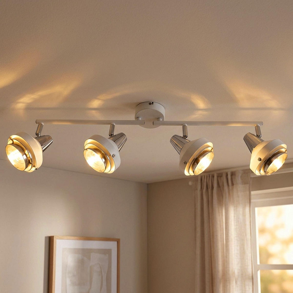 DECKENLEUCHTE RORGE Metall Weiß Chrom - Weiß, Metall (60.5/10/17.5cm) - Globo Lighting