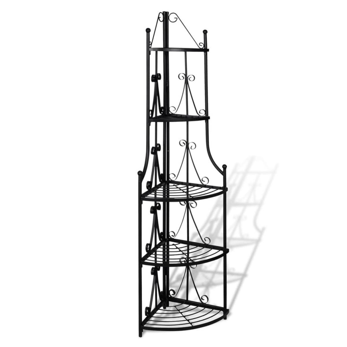 PFLANZENTREPPE Blumenregal Standregal Eckregal Schwarz - Schwarz, Metall (36/160/36cm) - vidaXL