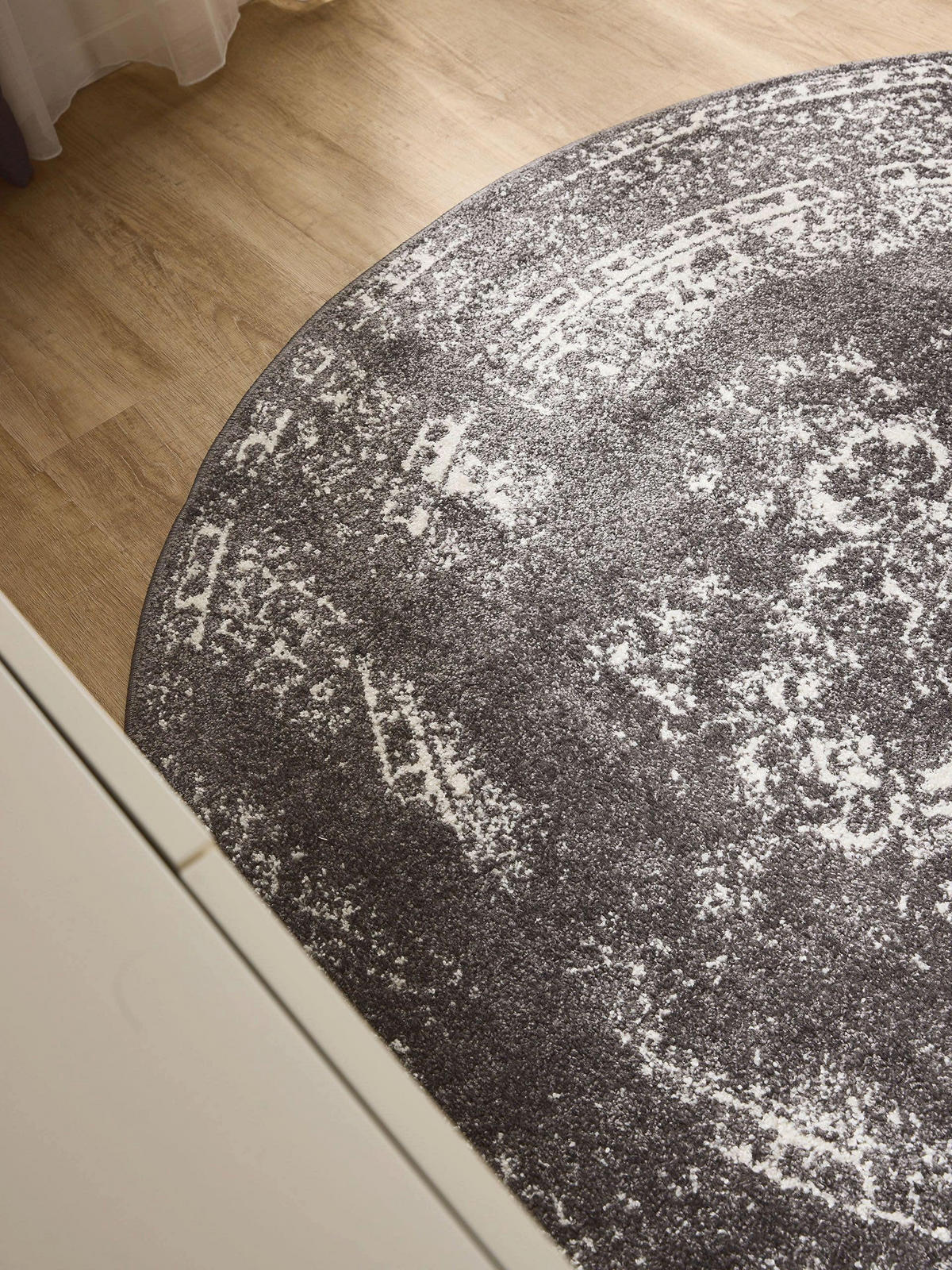 VINTAGE-TEPPICH Sia ø 160 cm rund - Grau, Kunststoff (160/160cm) - benuta