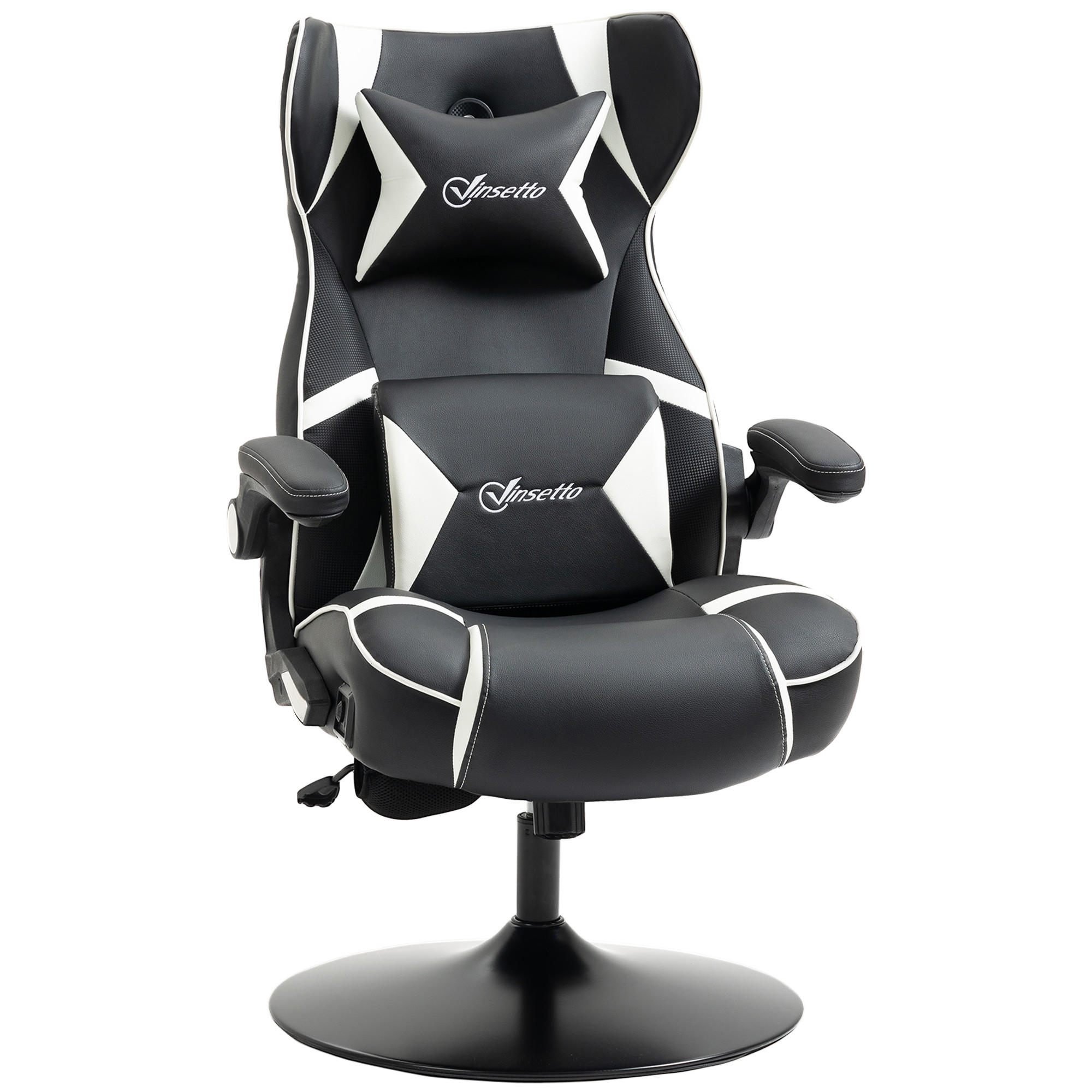 GAMING Stuhl, Kunstleder, Weiß+Schwarz - Schwarz/Weiß, Leder (73/118/69cm) - Vinsetto