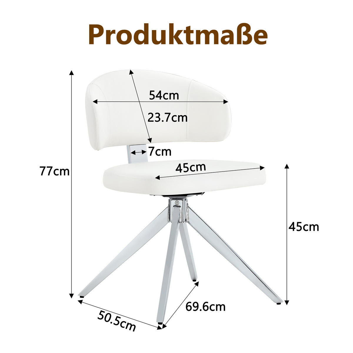 STUHL-SET DE-36678 2 Stück 360° drehbar mit Polsterung Weiß - Weiß, Metall (50.5/77/54.5cm) - ComfortXL