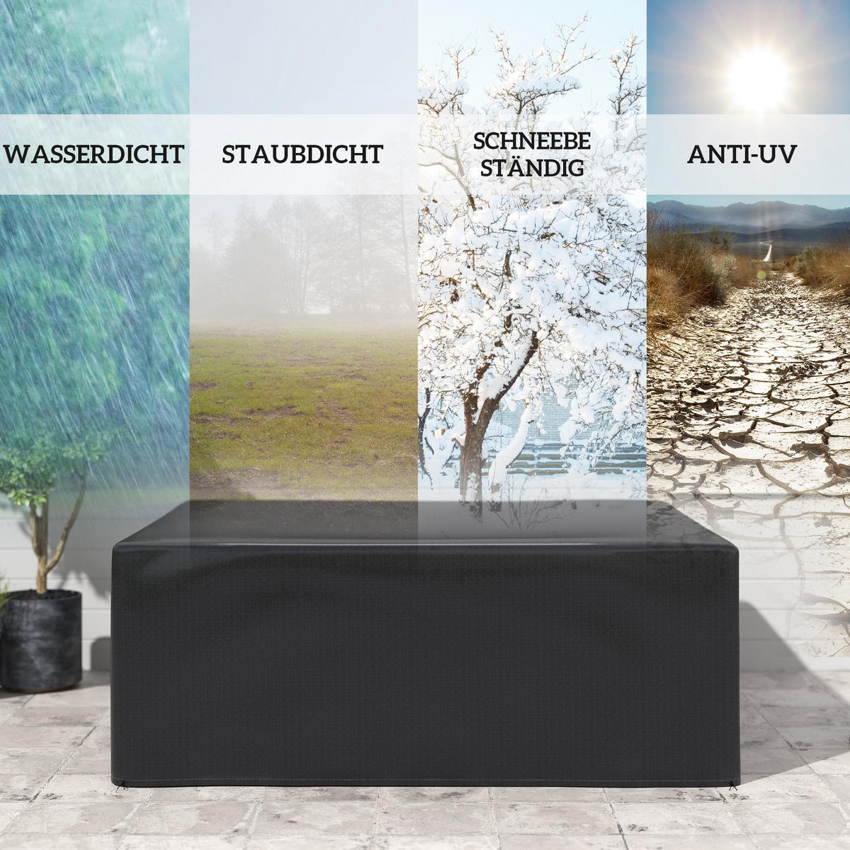 SCHUTZHÜLLE Schwarz, Wetterfest 235/190/90 cm - Schwarz, Kunststoff (190/90/235cm) - Outsunny