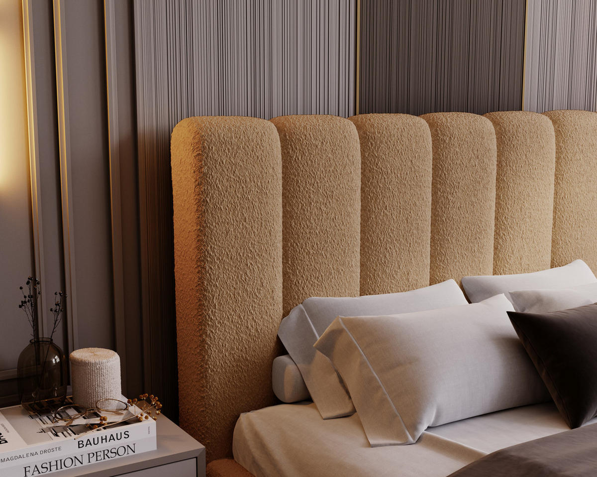 POLSTERBETT 180x200 Valetta mit Bettkasten, Bouclé Orange - Orange, Holz/Textil (180/200cm) - Emporius