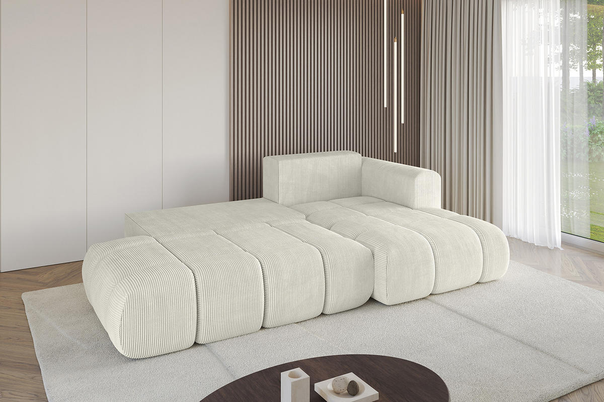 ECKSOFA Ottomane Rechts CLOUD-L 289x180x40 Hellgrau Cord - Hellgrau, Holzwerkstoff/Kunststoff (289/180cm) - ALTDECOR