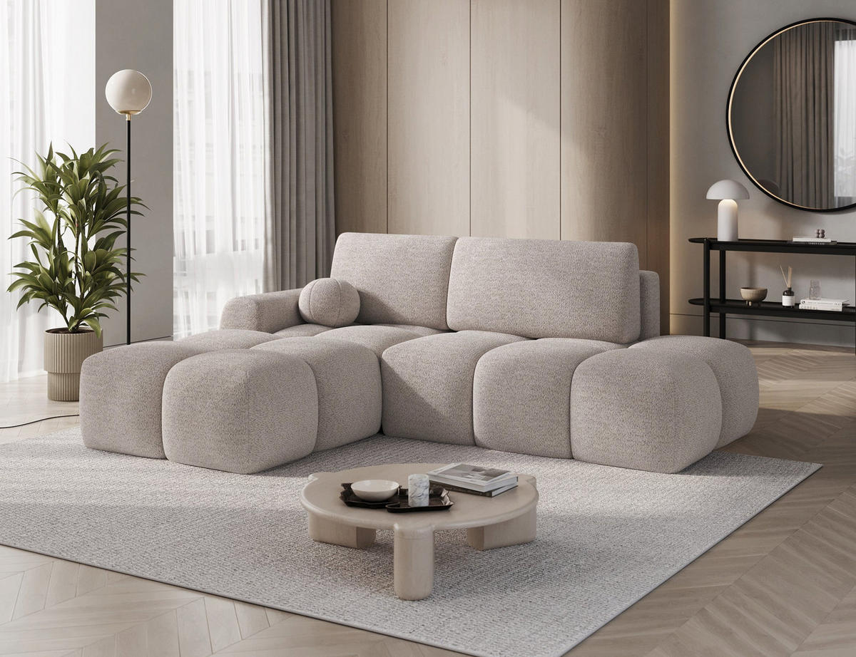 ECKSOFA VITTARIO mit Schlaffunktion & Bettkasten – Modernes L-Sofa 227 cm, inklusive Kissen - Beige, Kunststoff (227/95cm) - Wohnideebilder