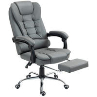 CHEFSESSEL Bürostuhl mit Fußstütze, Schreibtischstuhl mit Neigefunktion Grau - Grau, Kunststoff (69/117/64.5cm) - HOMCOM