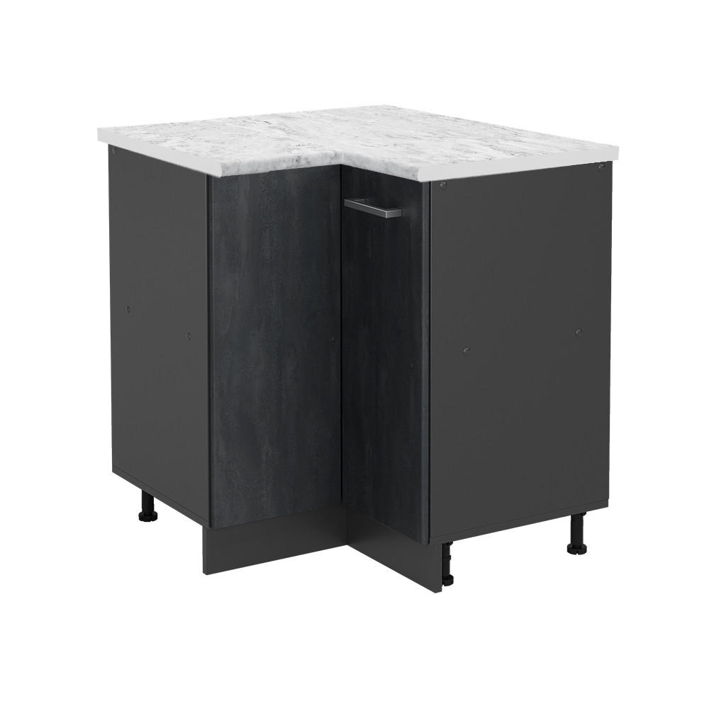 ECKUNTERSCHRANK R-Line Schwarz Beton 75.6 cm AP Marmor - Anthrazit/Schwarz, Holzwerkstoff (75.6/81.6/60cm) - Vicco