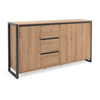 SIDEBOARD Eiche Artisan, anthrazit, 160 cm Industrial Design, Kommode mit viel Stauraum - Anthrazit/Eiche Artisan, Holzwerkstoff (160/88/40cm) - Furn.Design