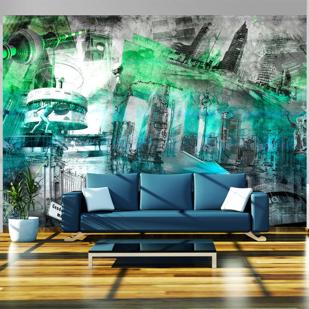 VLIESTAPETE Grün 250/175 cm - Grau/Grün, Textil (250/1cm) - KUNSTLOFT