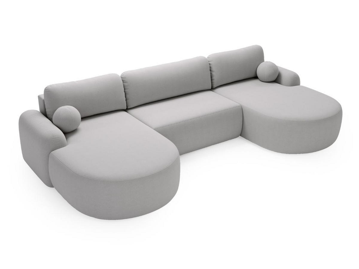 ECKSOFA Aurio U Bouclé-Stoff Grau - Schwarz/Grau, Kunststoff/Textil (347/177cm) - Graingold