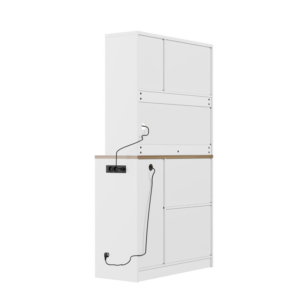 BUFFET 100/40/180 cm weiß/eichefarben aus MDF mit LED - Weiß, Holzwerkstoff (100/180/40cm) - OKWISH