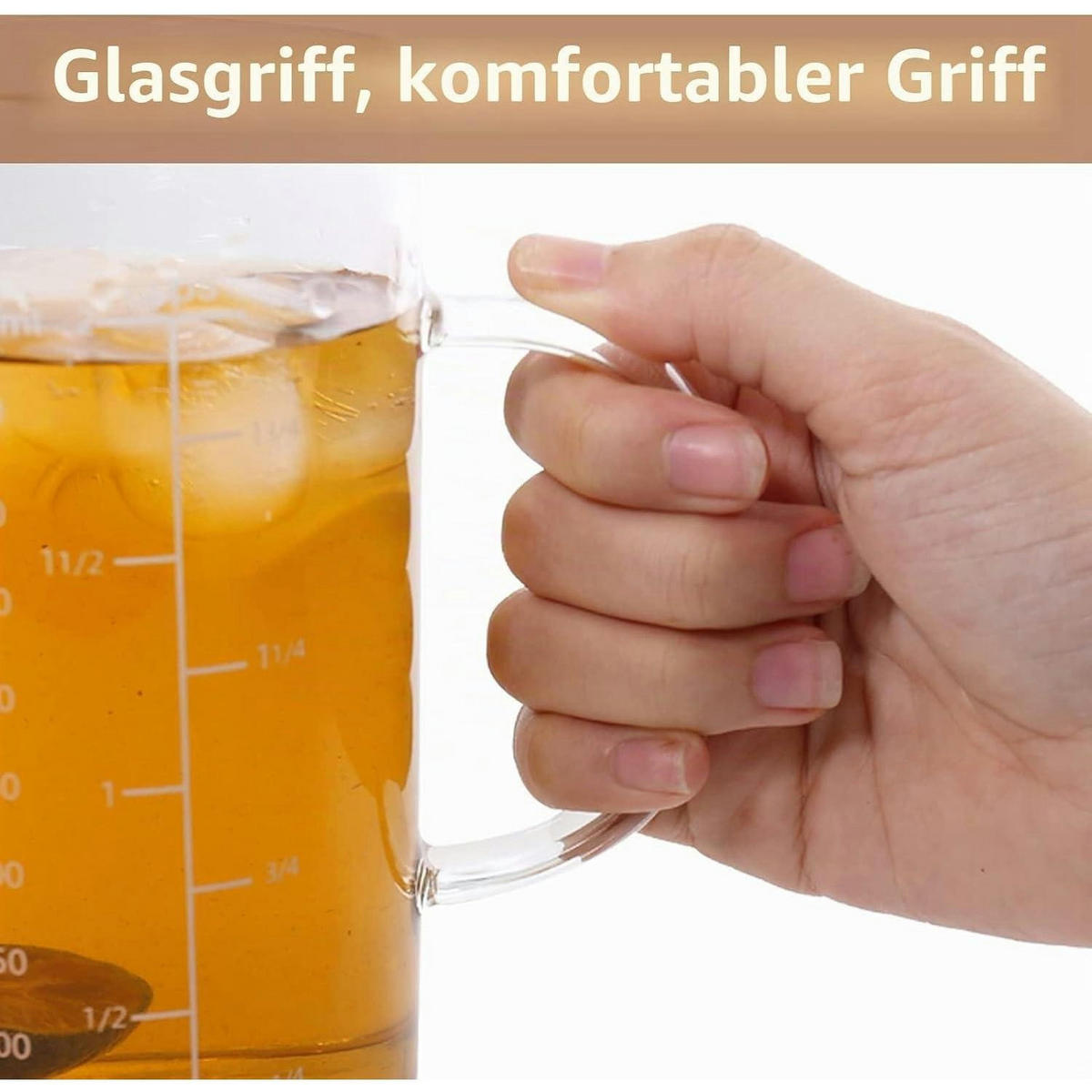 MESSBECHER Glas 500 ml mit drei Skalen und Auslauf - Transparent, Glas (0.5L)