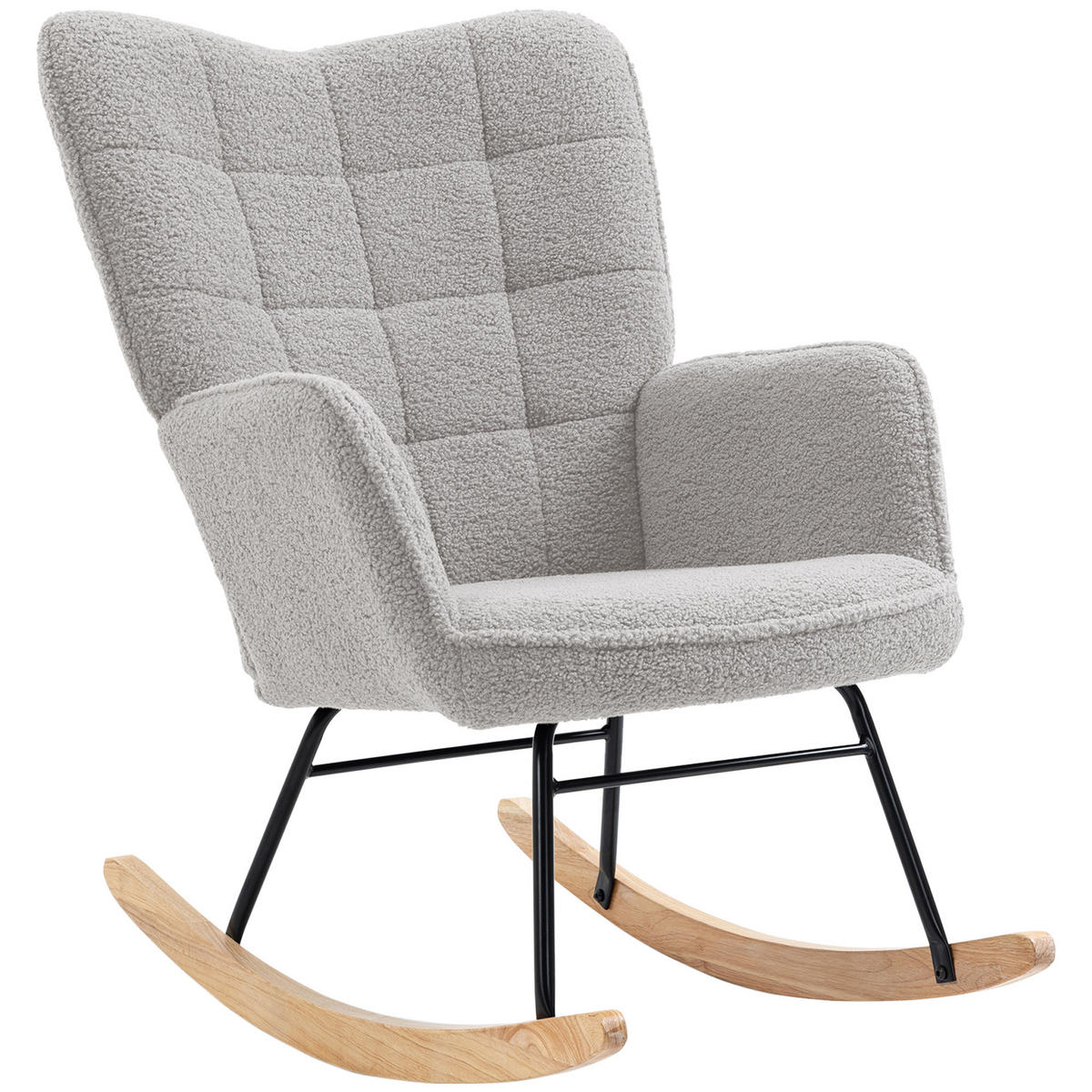 SCHAUKELSTUHL DE-07567 ergonomisch mit Echtholzkufen Hellgrau - Hellgrau, Metall (98/101/71cm) - ComfortXL
