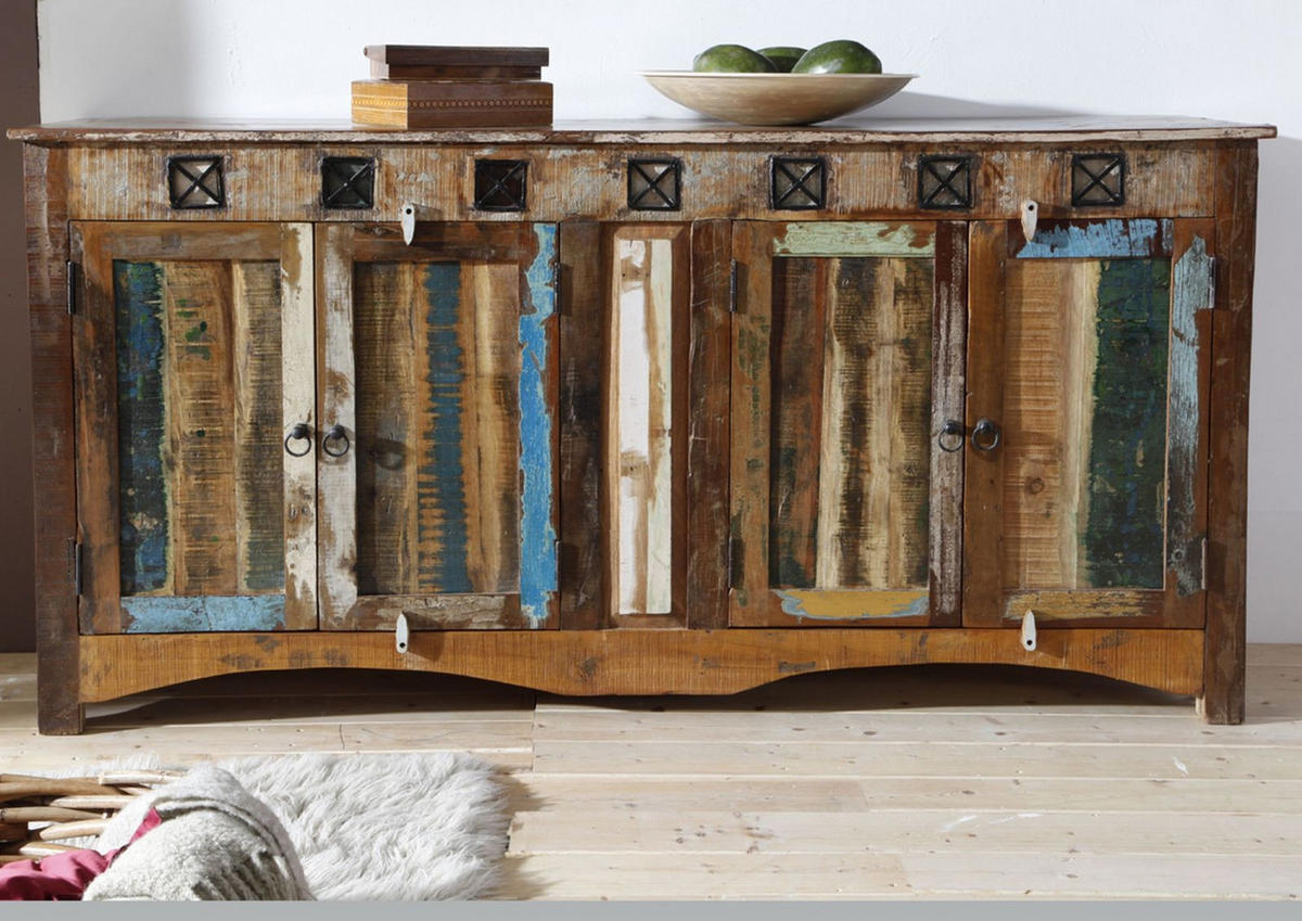 SIDEBOARD Altholz 178x42x88 mehrfarbig lackiert NATURE OF SPIRIT #40 - Multicolor, Holz (178/88/42cm) - Massivmoebel24