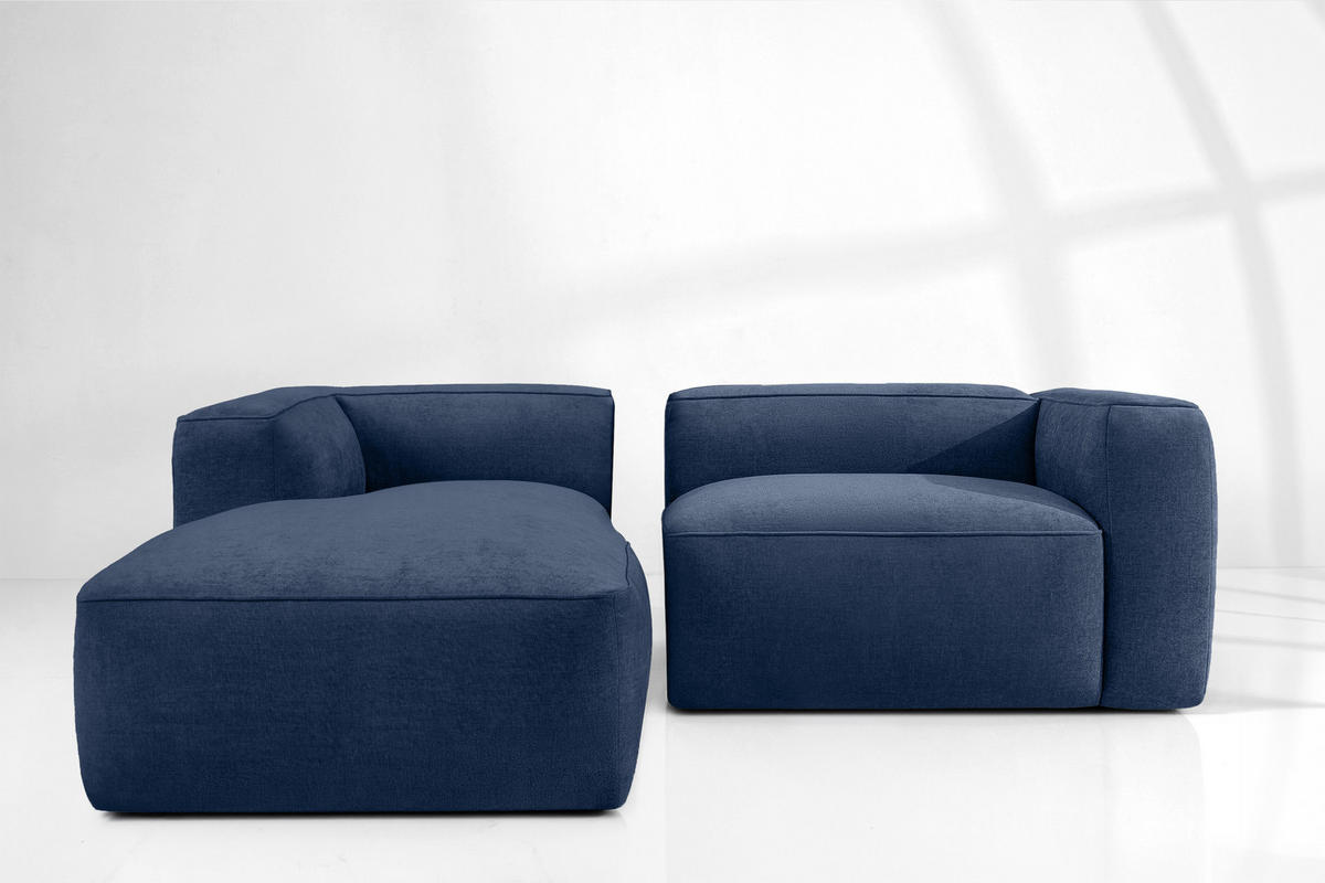 ECKSOFA LINKS FUBBO, Dunkelblau - Dunkelblau, Holz/Holzwerkstoff (225/176cm) - KONSIMO®