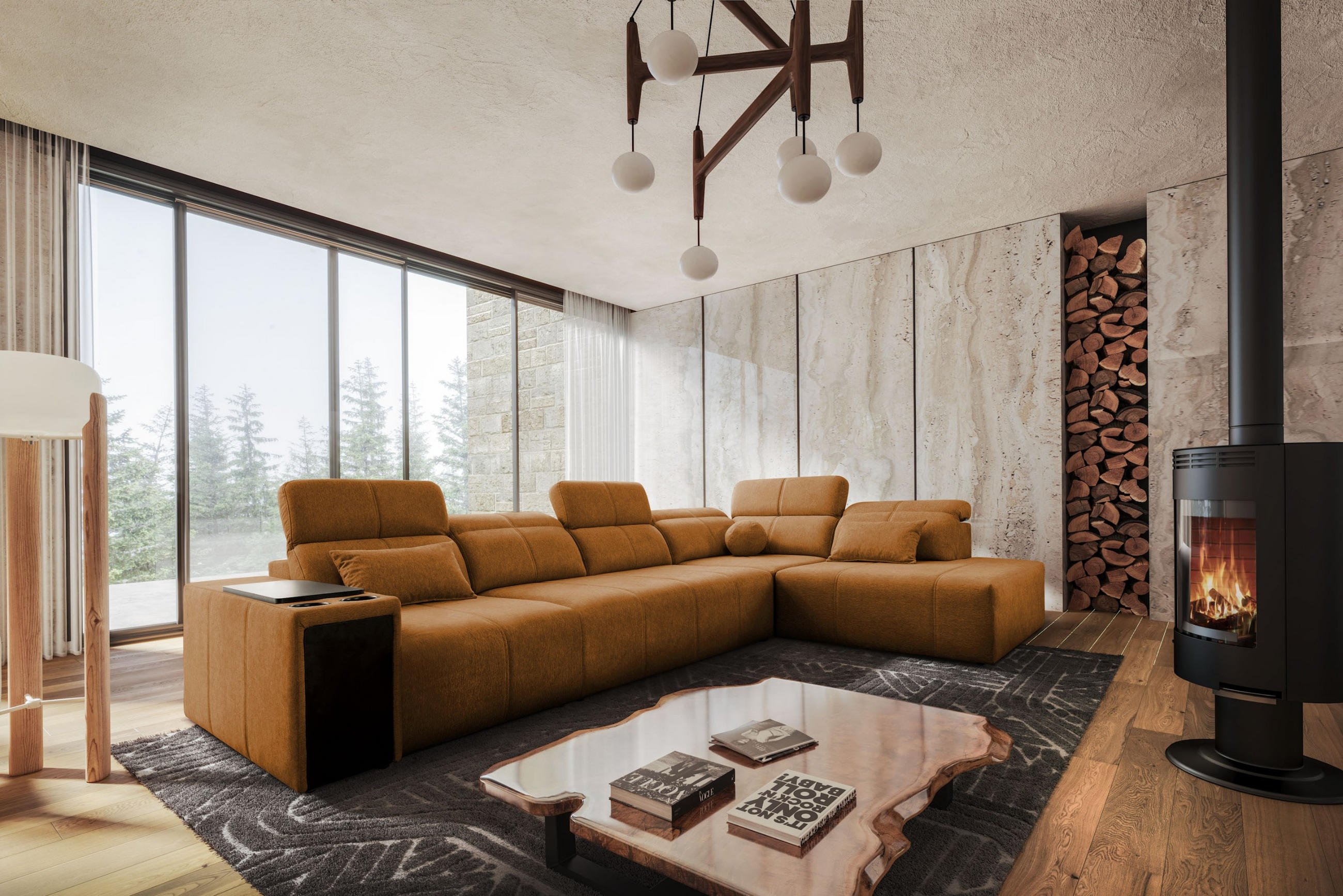 ECKSOFA L-Form Mindy XI Mit Schlaffunktion Und Verstellbarer Rückenlehne Stoff Verita Kupfer Rechts - Kupferfarben, Holz/Textil (350/230cm) - Kaiser Möbel