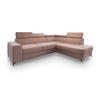 ECKSOFA ALVORO R-S Rosa Velours-Stoff mit Schlaffunktion - Rosa, Holz (253/190cm) - MASSENO