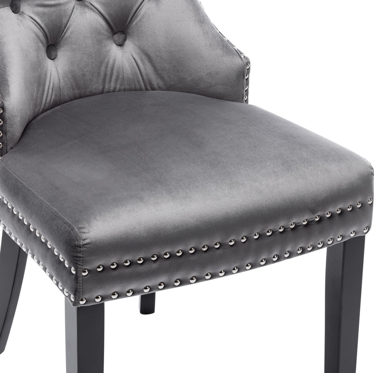 ESSZIMMERSTUHL 2er-Set Samt Grau mit Massivholzbeinen - Grau, Metall (51/97/47cm) - Meubliv