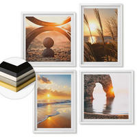 WANDBILDER 4er-Set - 50x50 cm & 40x60 cm Weißer Rahmen - Ruhige Landschaften am Strand der Sonne - Weiß, Kunststoff (50/50cm) - ArtPrintCave