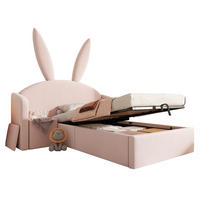 POLSTERBETT 90/200 cm Rosa aus Samt mit Nachttisch und Stauraum - Rosa, Textil (90/200cm) - OKMYHOME