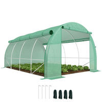 FOLIENGEWÄCHSHAUS DE-05833 begehbar mit Netzfenstern 397/300/200 cm Grün - Grün, Kunststoff/Metall (300/200/397cm) - ComfortXL