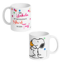 KAFFEEBECHER The Peanuts Snoopy Ein Lächeln ist der schönste Start in den Tag! Weiß 320 ml - Weiß, Keramik (0.32L) - United Labels