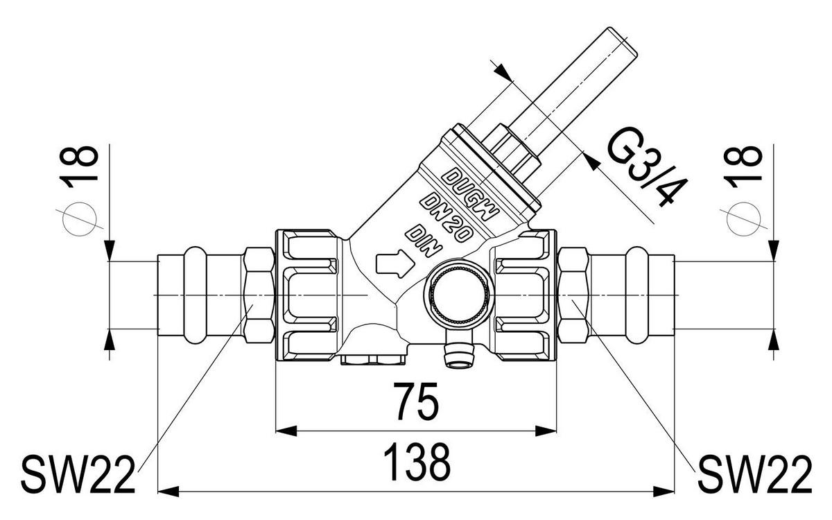 RUECKFLUSSVERHINDERER, M.ENTL. PRESSANSCHL.IG,DN20,PRESS18,DVGW - Schwarz, Metall (10/18/30cm) - Schlösser Armaturen