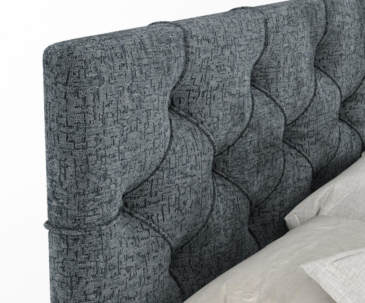 BOXSPRINGBETT Hugo Blau Grau 160/200 cm - Blaugrau/Schwarz, Holz/Holzwerkstoff (160/200cm) - Maison de Reve