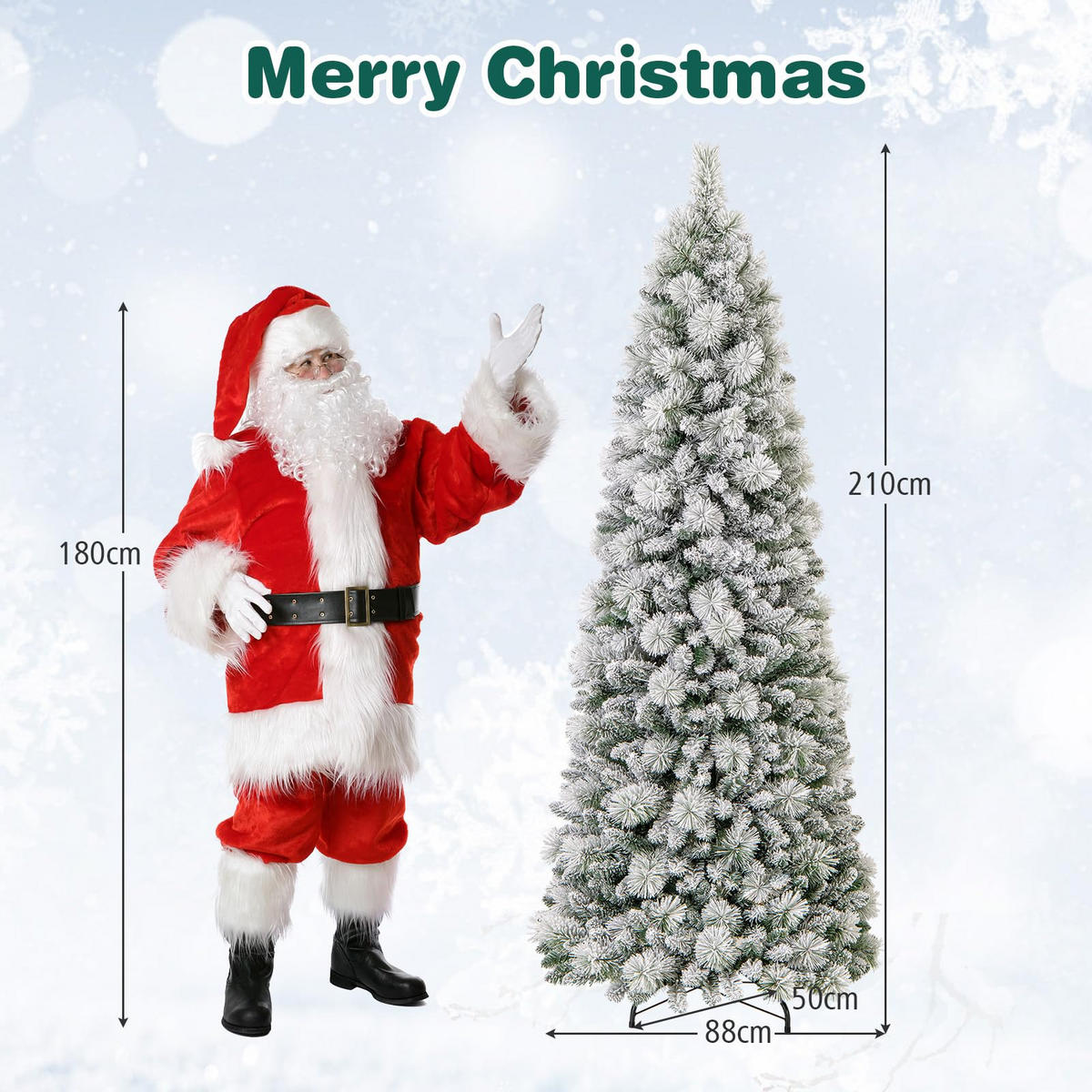 WEIHNACHTSBAUM mit 200 warmweißen LED-Lichtern 210 cm grün - Grün, Metall (210cm) - COSTWAY