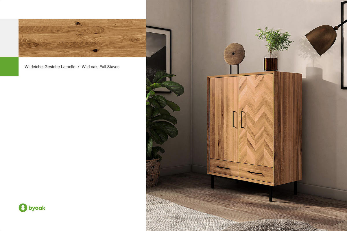 KOMMODE HOCH LEON Wildeiche - Wildeiche, Holz (97/125/45cm) - byoak
