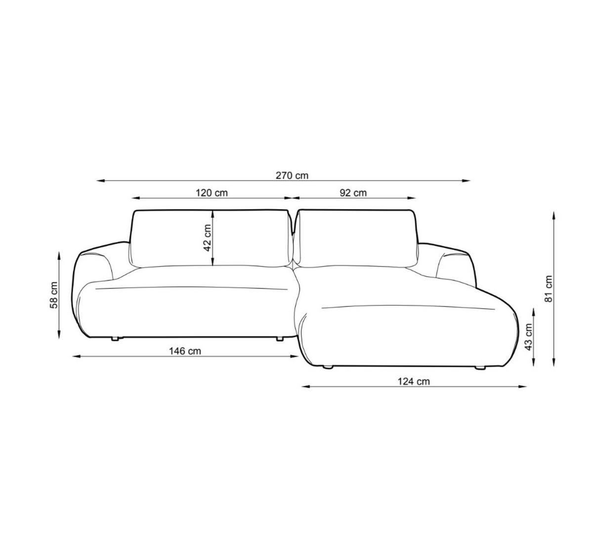 ECKSOFA Morena Rosa, mit Schlaffunktion, rechte seite - Schwarz/Rosa, Holzwerkstoff/Textil (270/167cm) - Bettso