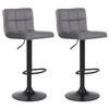 BARHOCKER 2er Set Samt Grau - Schwarz/Grau, Textil/Metall (40/85/40cm) - CLP