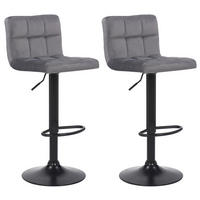 BARHOCKER 2er Set Samt Grau - Schwarz/Grau, Textil/Metall (40/85/40cm) - CLP