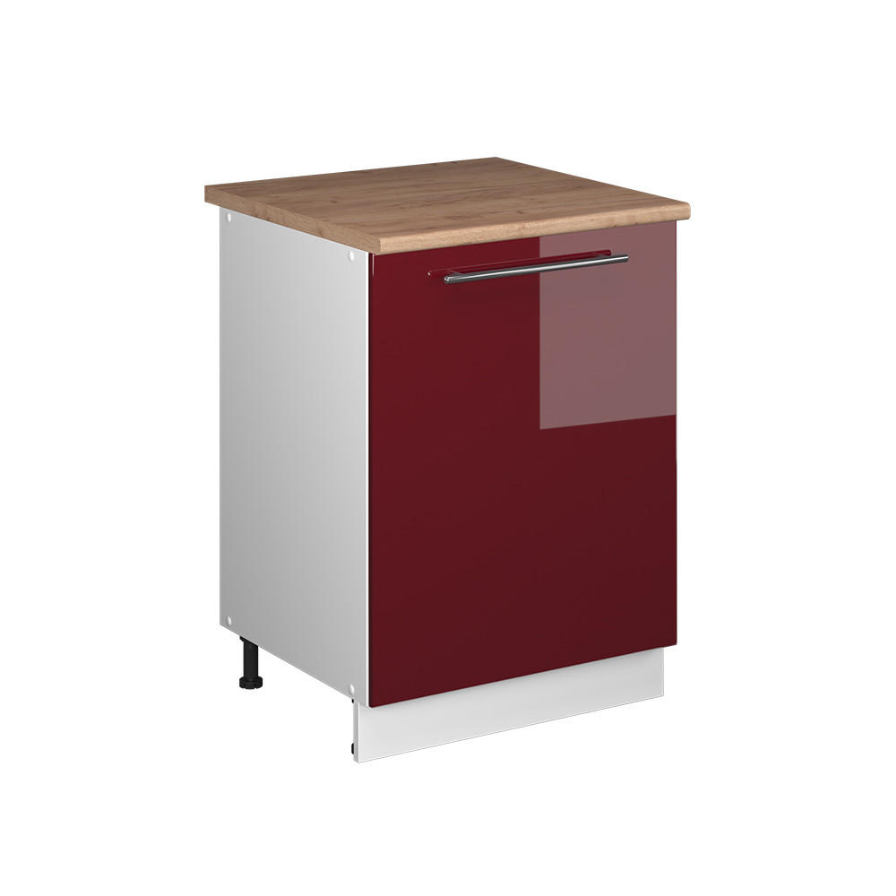 DISKBÄNKSSKÅP Fame-Line, Bordeaux högblank/Vit, 60 cm Bordeaux, Vit 82/60/60 cm
