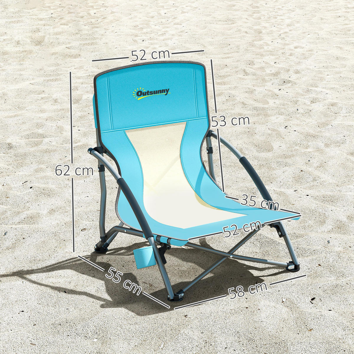 GARTENKLAPPSESSEL DE-15661 2er-Set, mit Getränkehalter & Tragetasche Blau - Blau, Metall (55/62/58cm) - ComfortXL