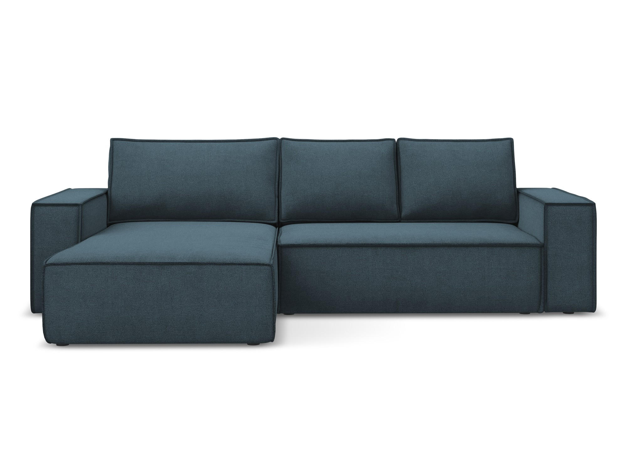 ECKSOFA mit Schlaffunktion Strukturstoff Stoff Blau - Blau/Blaugrau, Kunststoff/Textil (185/290cm) - Makamii