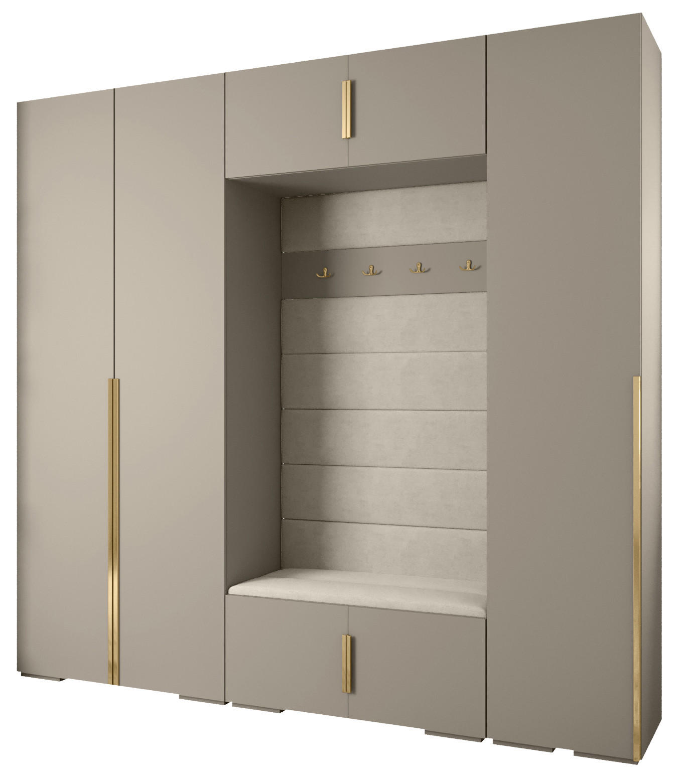 Abiks Möbel Garderoben-Set Kaschmir, Gold 250x236.7x47 cm