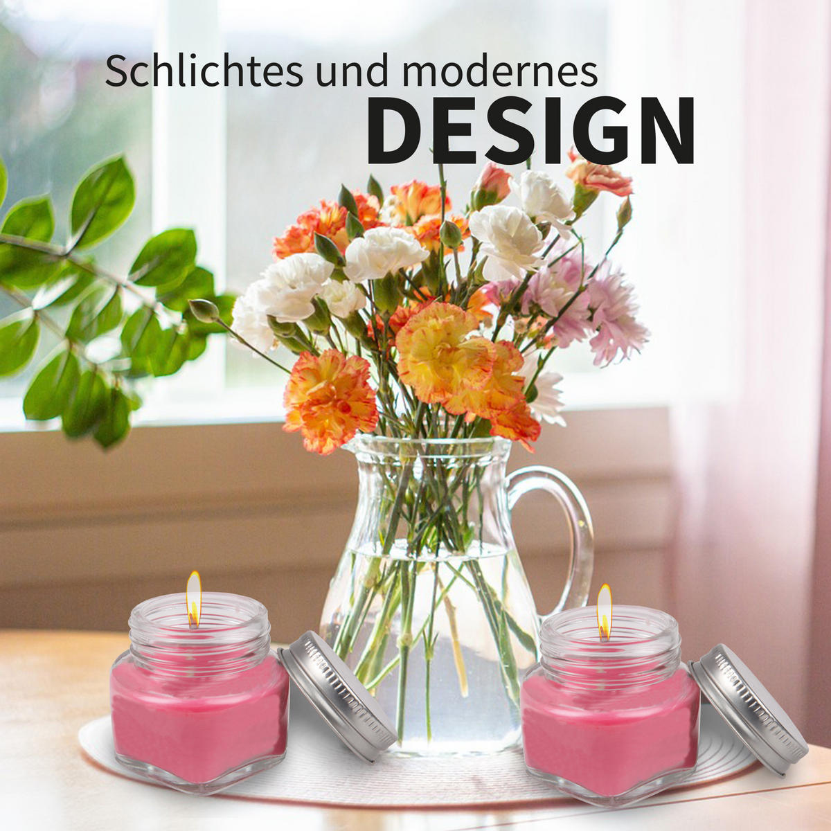 DUFTKERZE im Glas "Fruity Lollipop" mit Deckel, 2er Pack mit je ca. 7 Std. Brenndauer, Ø6cm, Raumduft als Geschenk und Dekoration - Rot, Glas (6/5cm) - HS Candle