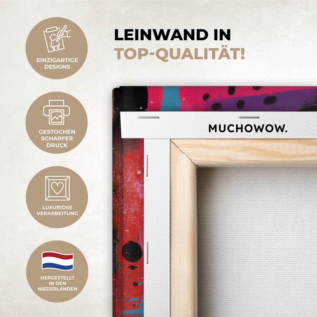 LEINWANDBILD Farbflächen - Formen - Bunt - Abstrakt Room Decor 30x40 cm - Pink, Textil (30/40cm) - MuchoWow