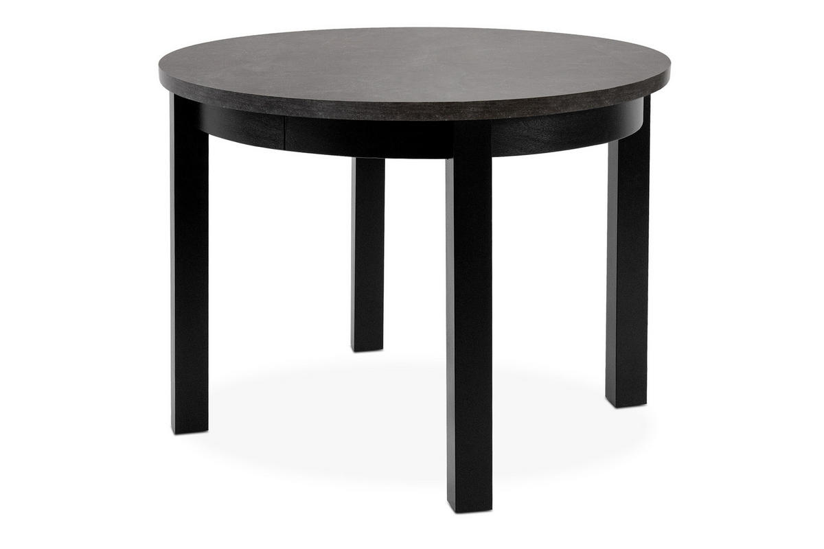 ESSTISCH BALTE Ausziehbar 100-220cm Rund, Beton/schwarz - Schwarz, Holz (100/220/76cm) - KONSIMO®
