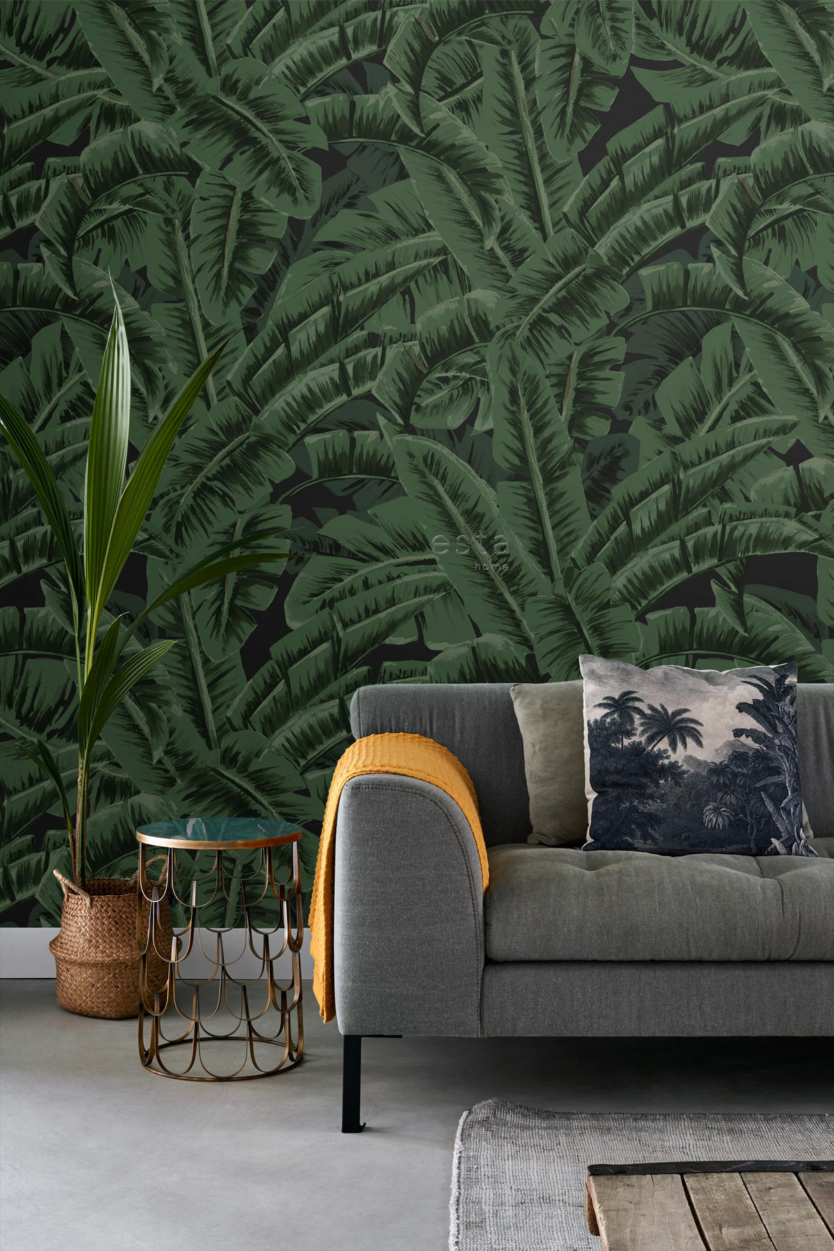 FOTOTAPETE Bananenblätter 150 x 279 cm - Grün, Papier (150/279cm) - ESTAhome