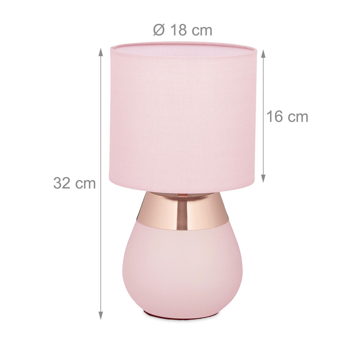 2XTISCHLAMPE - Rosa, Kunststoff/Textil (18/18/32cm) - Relaxdays