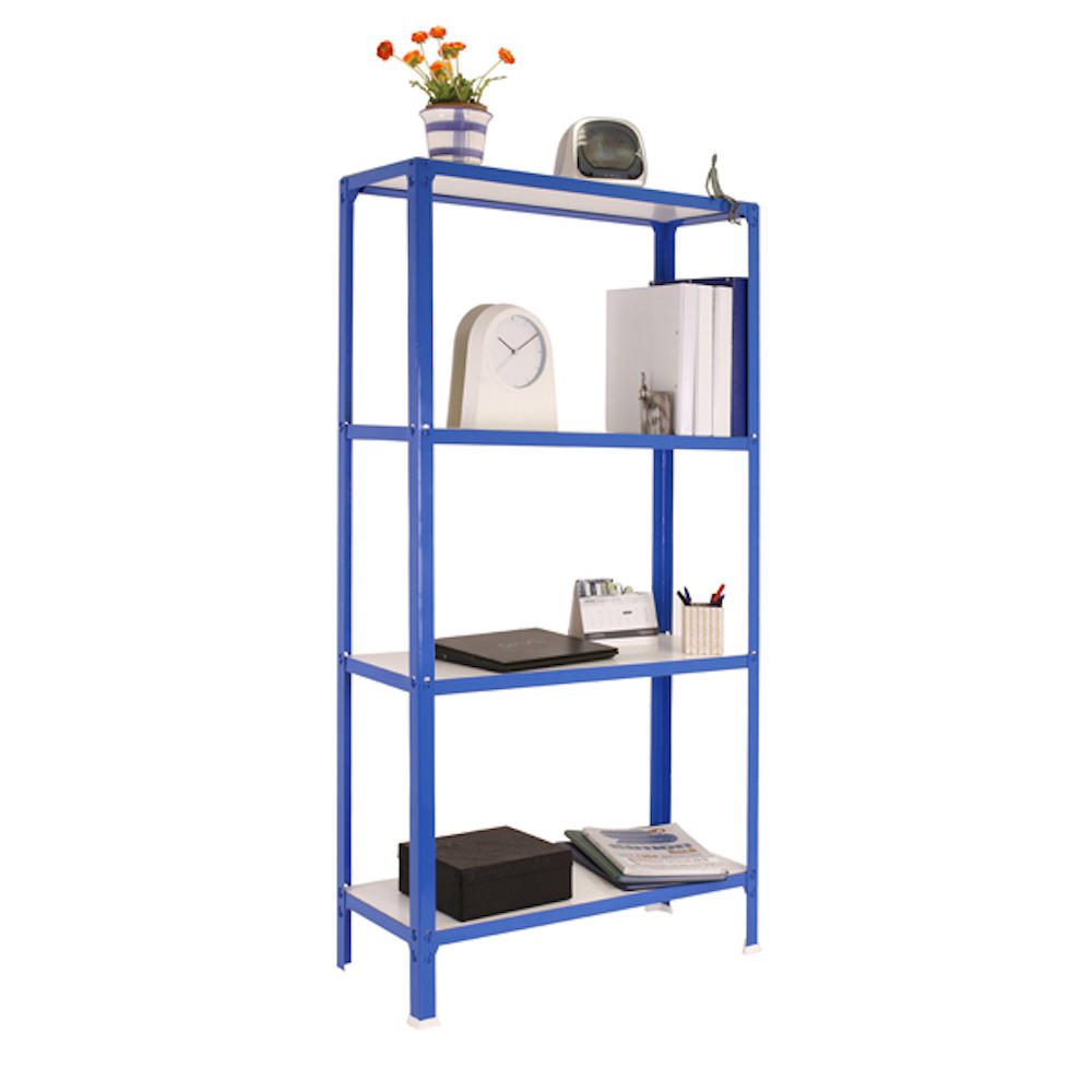WOHNREGAL LIVING KOALA WOOD mit 4 Fachböden | HxBxT 160x80x30cm | Fachlast 150kg | Blau/Weiß - Blau, Metall (80/160/30cm) - PROREGAL