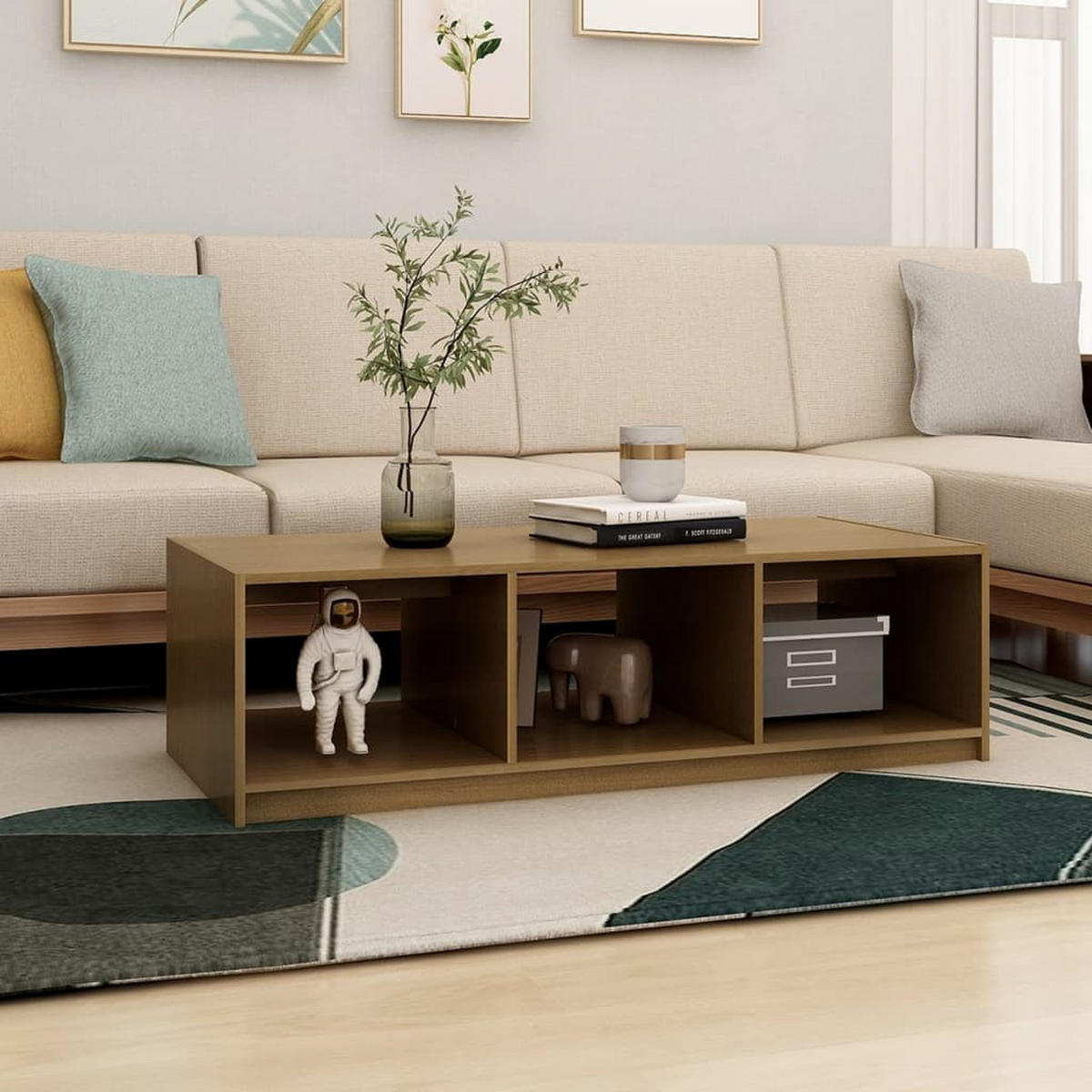 COUCHTISCH Honigbraun 110x50x34 cm Massivholz Kiefer - Braun, Holz (110/50/34cm) - furnicato