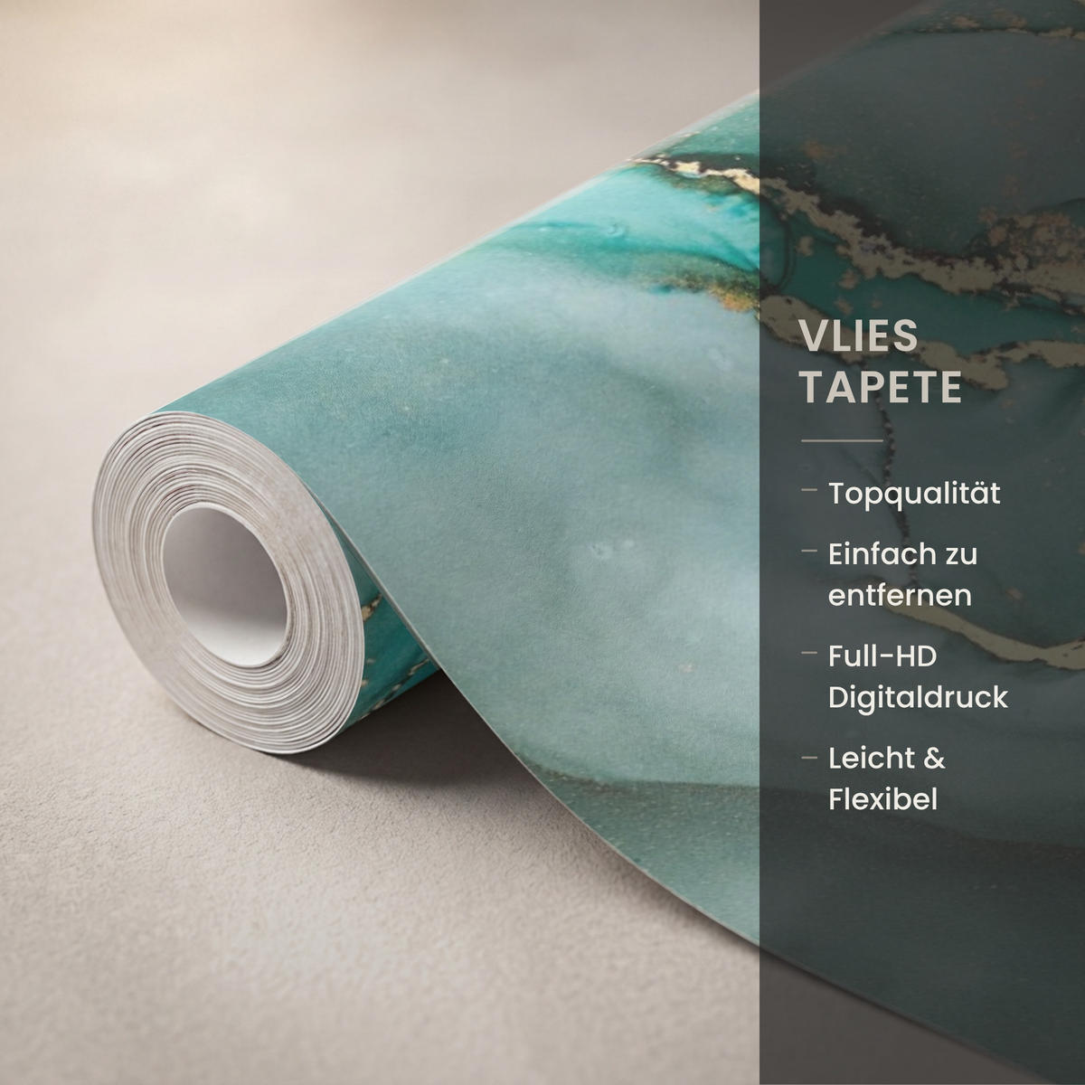 TAPETE - Gold - Marmor - Grün - Luxus - Marmoroptik - Grau - 140x220 cm - Grün, Papier (140/220cm) - OnlyWow