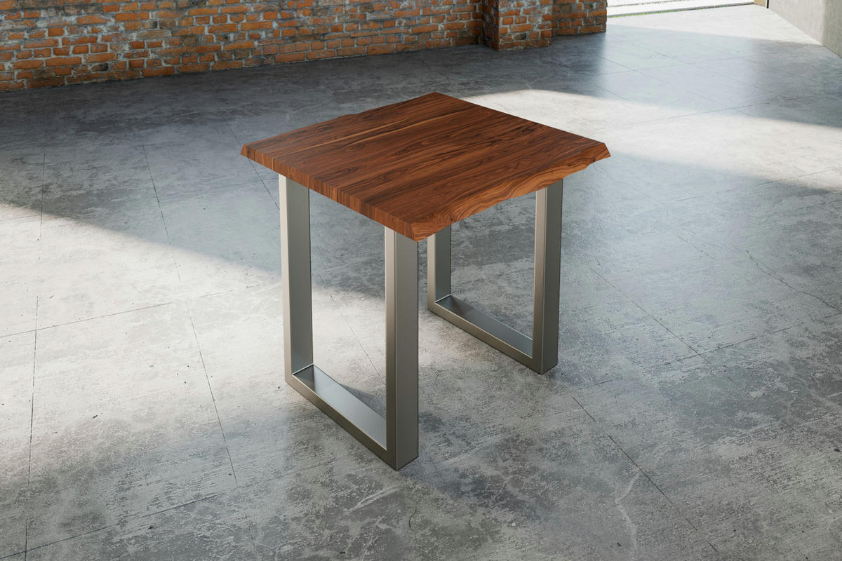 ESSTISCH LAUREN - Silberfarben/Nussbaumfarben, Holz/Metall (80/80/77cm) - SAM