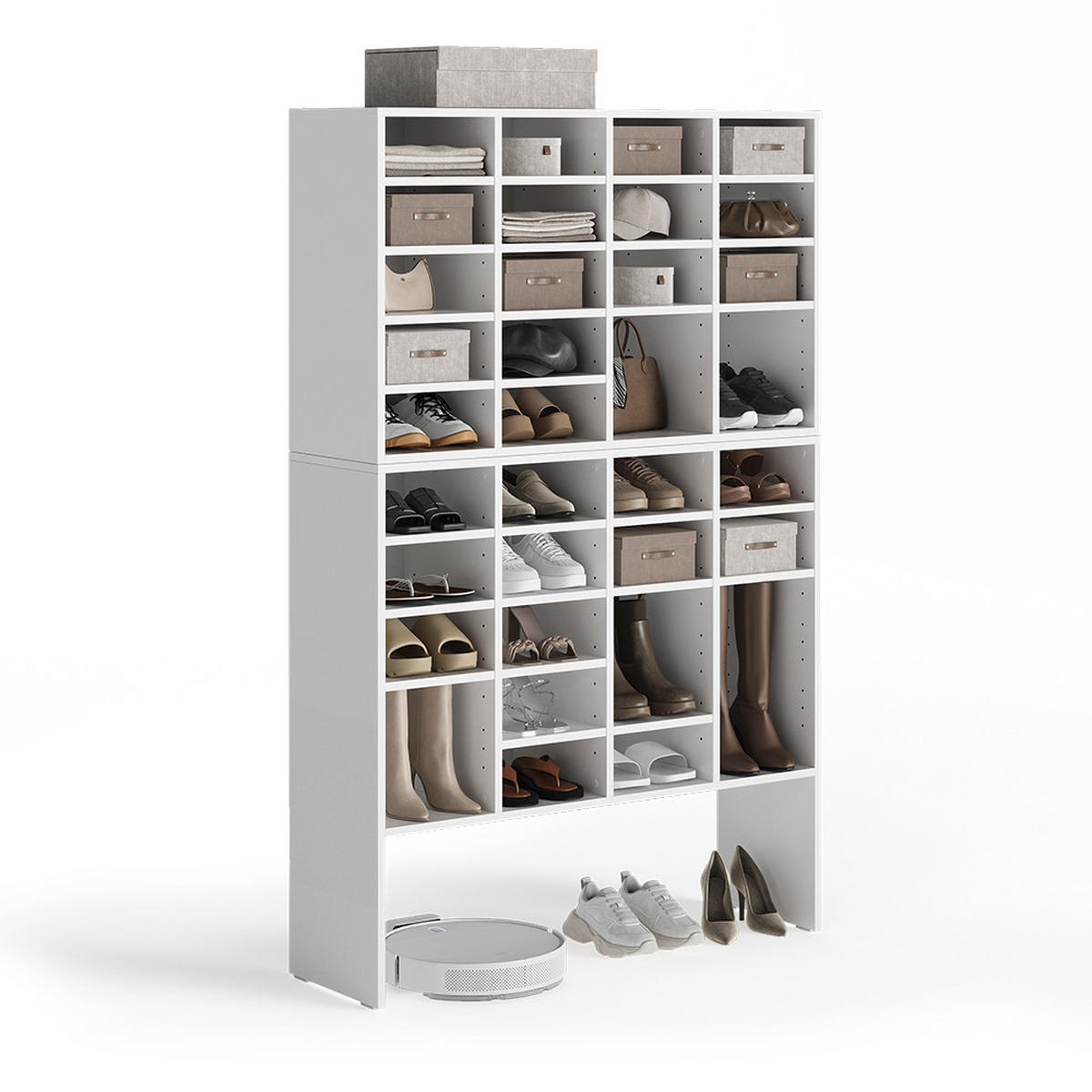 SCHUHSCHRANK-SET Lysander, Weiß, 104.2 x 65.5 cm 2 Teile - Weiß, Holzwerkstoff (104.2/65.5/32.1cm) - Vicco