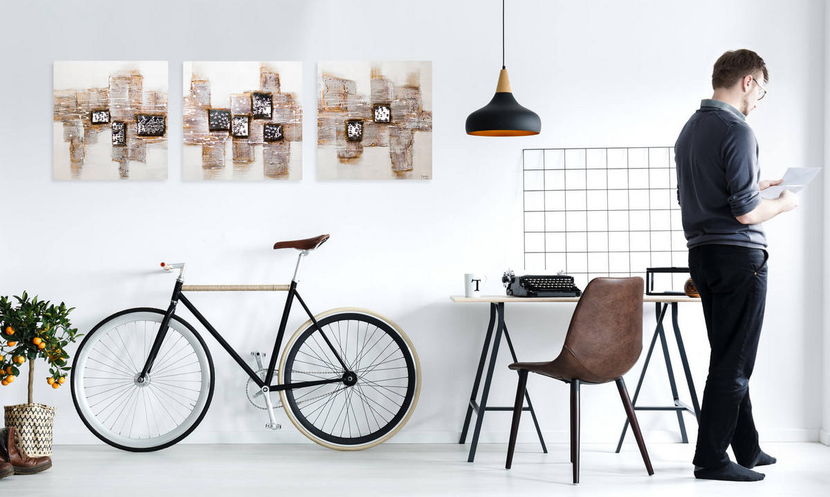 LEINWANDBILD 3-TEILIG Braun 150/50 cm - Braun, Textil (150/50cm) - KUNSTLOFT